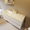 Mondiaz VICA-DLUX Ensemble de meuble de salle de bain - 130cm - meuble sous-vasque lin - 2 tiroirs - lavabo encastré nuage gauche - 1 trou de robinet - version haute de 60cm - frape SW1088963