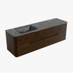 Mondiaz CIRO-DLUX Meuble de salle de bains - 160x45x50cm - Plan vasque solid surface Lava - 1 lavabo à gauche - sans trous de robinet - 4 tiroirs - Noyer SW1530231