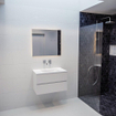 MONDIAZ VICA Ensemble de meuble salle de bain - 80cm - 2 tiroirs - lavabo Cloud au centre - 0 trous de robinet - solid surface talc SW409741