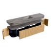 MONDIAZ THOR-DLUX Meuble de salle de bains - 190cm - arrondi gauche + droite - couleur Oak - 2 tiroirs et 2 portes - Vasque suspendue CLOUD Milieu sans trou de robinet - couleur Oza SW1466797