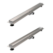 Brauer Caniveau de douche - 90x7x6.7cm - bride de sol peu profonde - sortie latérale - grille de carrelage réversible - inox SW110913
