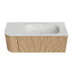 MONDIAZ KURVE-DLUX 115cm Meuble salle de bain avec module 25 G - couleur Oak - 1 tiroir - 1 porte - vasque BIG SMALL droite - sans trou de robinet - couleur Opalo SW1137533