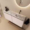 MONDIAZ TURE-DLUX Meuble toilette - 100cm - Rosee - EDEN - vasque Glace - position droite - sans trou de robinet SW1103503