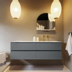 MONDIAZ VICA-DLUX Ensemble meuble de salle de bains - 150cm - meuble bas plata - 4 tiroirs - lavabo encastré cloud à droite - sans trous de robinet - version hauteur 60cm - glace SW1088397