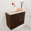 Mondiaz JOYA-DLUX 50cm toiletmeubel - kleur Walnut - Wastafel FAYE positie Links Zonder kraangat kleur Frappe. SW1422252