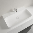 Villeroy & Boch Finion lavabo - dessous meulé 1 trou de robinet 80x47cm - ceramic+ avec trop-plein dissimulé blanc SW106488