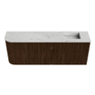 Mondiaz JOYA-DLUX Meuble de salle de bains 111,6cm - arrondi gauche couleur Noyer - Vasque FAYE position Droite Sans trou de robinet couleur Opalo SW1426207