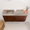 Mondiaz JOYA-DLUX Meuble de toilette 81,6cm - arrondi droit couleur Ruby - Vasque FAYE position Gauche 1 trou de robinet couleur Oza SW1426265