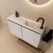 MONDIAZ TURE-DLUX Meuble toilette - 80cm - Linen - EDEN - vasque Ostra - position droite - 1 trou de robinet SW1104937