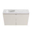 MONDIAZ TURE-DLUX Meuble toilette - 80cm - Linen - EDEN - vasque Opalo - position gauche - sans trou de robinet SW1104409