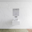 Mondiaz Lagom Meuble salle de bains 60x30.9x45cm Solid Surface Talc 1 tiroir avec lavabo BINX vasque à poser Centre sans trous de robinet SW409071