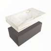 Mondiaz ALAN-DLUX Ensemble de meuble - 80cm - meuble Dark grey mat - 1 tiroir - Lavabo Cloud Frappe suspendu - vasque Centre - 0 trous de robinet SW804751