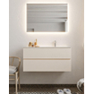 Mondiaz VICA ensemble de meuble de salle de bain - 100cm - meuble sous-vasque lin - 2 tiroirs - lavabo lune droite - 1 trou de robinet - miroir LED - version XL 60cm de haut SW1098313