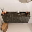 Mondiaz JOYA-DLUX Meuble de salle de bains - 101,6cm - arrondi gauche couleur Shadow - Vasque FAYE position Droite 1 trou de robinet couleur Lava SW1422980