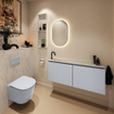 MONDIAZ TURE-DLUX Meuble toilette - 120cm - Clay - EDEN - vasque Opalo - position gauche - 1 trou de robinet SW1104254