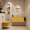 MONDIAZ TURE-DLUX Meuble toilette - 120cm - Ocher - EDEN - vasque Glace - position centrale - sans trou de robinet SW1103405