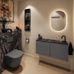 MONDIAZ TURE-DLUX Meuble WC 100cm Dark Grey. EDEN lavabo Lava position droite. Avec 1 trou de robinet. SW1103750
