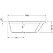 Duravit Paiova baignoire acrylique biseautée droite 170x130x46cm blanc 0297536