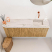 Mondiaz JOYA-DLUX 101.6cm toiletmeubel - ronding links kleur Oak - Wastafel FAYE positie Rechts Zonder kraangat kleur Nata. SW1424038