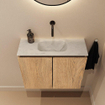 MONDIAZ TURE-DLUX Meuble toilette - 60cm - Washed Oak - EDEN - vasque Opalo - position centrale - sans trou de robinet SW1104637