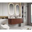 Royal Plaza Terra Badkamermeubelset - 140x46.2x46cm - solid surface topblad wit mat - 4 lades - kastanje (walnoot) SW1426287