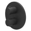 IVY Bond Ensemble de douche de tête - encastré - inverseur d'arrêt 2 voies - bras de plafond 30 cm - douche de tête ronde medium 30 cm - support avec sortie - flexible de douche 150 cm - douchette à main 3 jets - Noir mat PED SW1033125