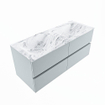 Mondiaz VICA-DLUX ensemble de meuble de salle de bain - 120cm - meuble sous-vasque argile - 4 tiroirs - lavabo encastré nuage double - 2 trous de robinet - version haute de 60cm - glace SW1088191