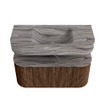 MONDIAZ THOR-DLUX 100cm badmeubel ronding links + rechts kleur Walnut met 1 lade en 2 deuren. Vrijhangende wastafel CLOUD Midden 1 kraangat kleur Sombra. SW1467616