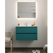 MONDIAZ VICA Ensemble de meuble salle de bain - 80cm - 2 tiroirs - lavabo Denia milieu - 1 trou de robinet - solid surface smag SW411283