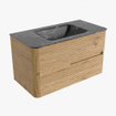 Mondiaz CIRO-DLUX Badkamermeubelset - 90x45x50cm - Solid surface wastafel Lava - 1 wasbak Midden - 1 kraangat - 2 lades - Oak SW1531094