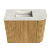 Mondiaz JOYA-DLUX Meuble de toilette 51,6cm - arrondi droit couleur Chêne - Vasque FAYE position Gauche Sans trou de robinet couleur Ostra SW1422285
