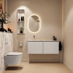 MONDIAZ TURE-DLUX Meuble toilette - 120cm - Linen - EDEN - vasque Glace - position gauche - sans trou de robinet SW1103362