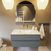 MONDIAZ VICA-DLUX Ensemble de meubles de salle de bains - 100cm - meuble bas plata - 2 tiroirs - lavabo encastré cloud central - sans trous de robinet - version haute 60cm - glace SW1088293