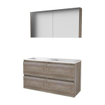 Basic-Line Comfort 46 ensemble de meubles de salle de bain 120x46cm sans poignée 4 tiroirs lavabo acrylique 0 trous de robinetterie armoire de toilette mfc scotch oak SW350961