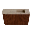 Mondiaz JOYA-DLUX Meuble de toilette 71,6cm - arrondi gauche couleur Ruby - Lavabo FAYE position Droite 1 trou de robinet couleur Arena. SW1425299
