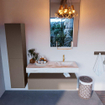 Mondiaz ALAN-DLUX Ensemble de meuble - 120cm - meuble Smoke mat - 1 tiroir - Lavabo Cloud Frappe suspendu - vasque Droite - 1 trou de robinet SW805235
