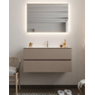 Mondiaz VICA Ensemble de meuble de salle de bain - 100cm - meuble sous-vasque fumée - 2 tiroirs - lavabo nuage milieu - 1 trou de robinet - version XL 60cm haut SW1089799