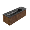 MONDIAZ KURVE-DLUX 135cm Meuble salle de bain avec module 25 D - couleur Walnut - 1 tiroir - 1 porte - vasque BIG MEDIUM gauche - 1 trou de robinet - couleur Lava SW1137248