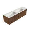 MONDIAZ KURVE-DLUX 165cm Meuble salle de bain avec module 25 D - couleur Walnut - 2 tiroirs - 1 porte - vasque STOR SMALL double / gauche - sans trou de robinet - couleur Ostra SW1137894