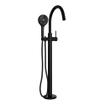 BRAUER Black Edition Staande Badkraan - handdouche rond 3 standen - 2 gladde knoppen - inclusief inbouwdeel - PVD - mat zwart SW1164729
