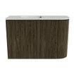 Mondiaz JOYA-DLUX 61.6cm toiletmeubel - ronding rechts kleur Shadow - Wastafel FAYE positie Links Zonder kraangat kleur Opalo. SW1422983