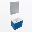 Mondiaz VICA ensemble de meuble de salle de bain - 60cm - meuble sous-vasque jeans - 2 tiroirs - lavabo cloud milieu - 1 trou de robinet - couleur talc - miroir LED - version XL 60cm de haut SW1095509