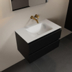 Mondiaz AIVY Ensemble de meuble - 80x45x50cm - 0 trous de robinet - 1 vasque Talc Solid surface - Centre - 2 tiroirs - avec miroir - MDF Urban SW892287