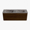 Mondiaz CIRO-DLUX Badkamermeubelset - 140x45x50cm - Solid surface wastafel Sombra - 2 wasbak Dubbel - zonder kraangaten - 4 lades - Walnut SW1530777