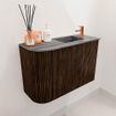 Mondiaz JOYA-DLUX 61.6cm meuble de salle de bains - arrondi gauche couleur Walnut - Vasque FAYE position Droite 1 trou de robinet couleur Sombra. SW1424746