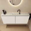 MONDIAZ TURE-DLUX Meuble toilette - 120cm - Talc - EDEN - vasque Opalo - position centrale - 1 trou de robinet SW1104139