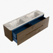 Mondiaz CIRO-DLUX Badkamermeubelset - 170x45x50cm - Solid surface wastafel Frappe - 2 wasbak Dubbel - 2 kraangaten - 4 lades - Dusk SW1532876