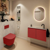 MONDIAZ TURE-DLUX Meuble toilette - 80cm - Fire - EDEN - vasque Opalo - position droite - 1 trou de robinet SW1104310