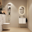 MONDIAZ TURE-DLUX Meuble toilette - 60cm - Talc - EDEN - vasque Glace - position centrale - 1 trou de robinet SW1103087