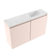 MONDIAZ TURE-DLUX Meuble de toilettes 80 cm Rosee. EDEN lavabo Opalo position droite. Sans trou de robinet. SW1104509